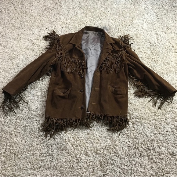 Leather Rawhide 7s Fringe Jacket Mens 